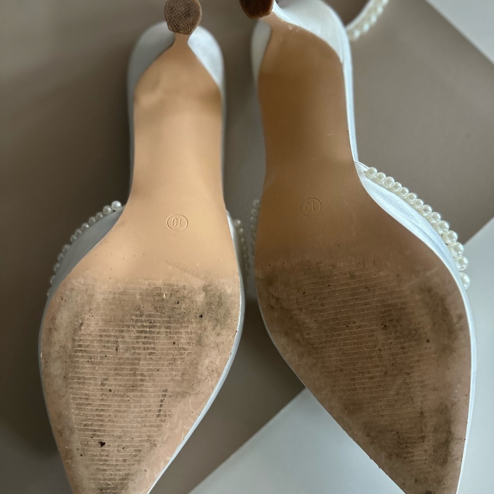 COPY - Elegant White Pearl-Embellished Heels size 10 - Picture 7 of 7